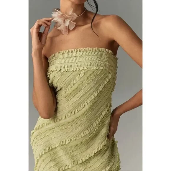 Anthropologie Endless Rose Strapless Textured Column maxiDress/ size M